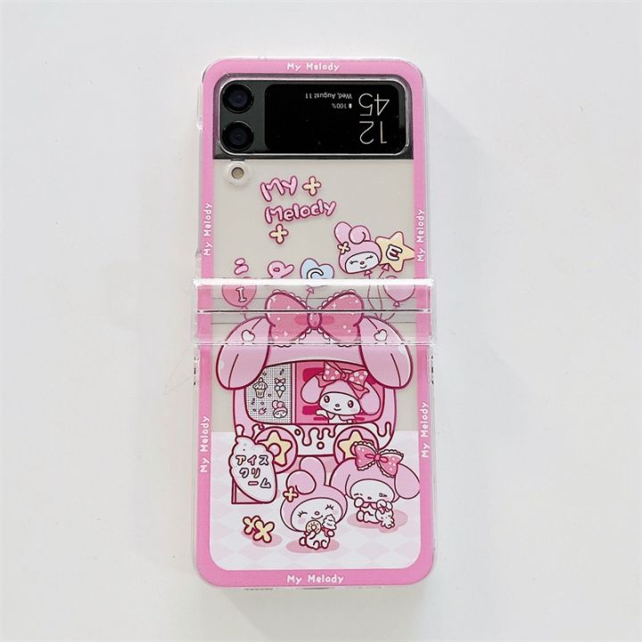 shine-electron-เคสมือถือแบบแข็งสำหรับ-samsung-galaxy-z-flip-3-เคสมือถือแบบพับ3-5g-zflip3-z-flip-4ลาย-my-melody-เคสโทรศัพท์