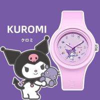 5สี Sanrio Kuromi นาฬิกาควอตซ์สำหรับเด็กเมโลดี้เฮลโลคิตตี้นาฬิกานักเรียนนาฬิกาเลขกลมสายรัดซิลิโคนอ่อนสำหรับเด็กนักเรียนหญิง