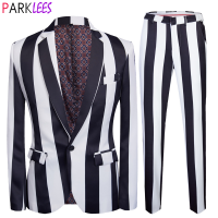 Stylish Vertical Striped Dress Suits for Men 2022 nd Slim Fit One Button Tuxedo Suits Pants Mens Wedding Party Prom Ternos