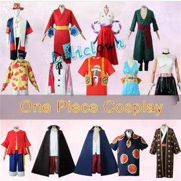 Full Set Anime Cosplay Luffy Cosplay Costume With Red Kimono And