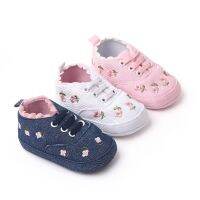 【hot】！ Floral Embroidered Baby Shoes Pink Soft Prewalker Walking Toddler Kids Wedding