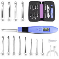 12pcs Crochet Hook Set with Counter Ergonomic Knitting Needles Kit with Led Light&amp;Row Digital Counter DIY Tool for Knitting Hook