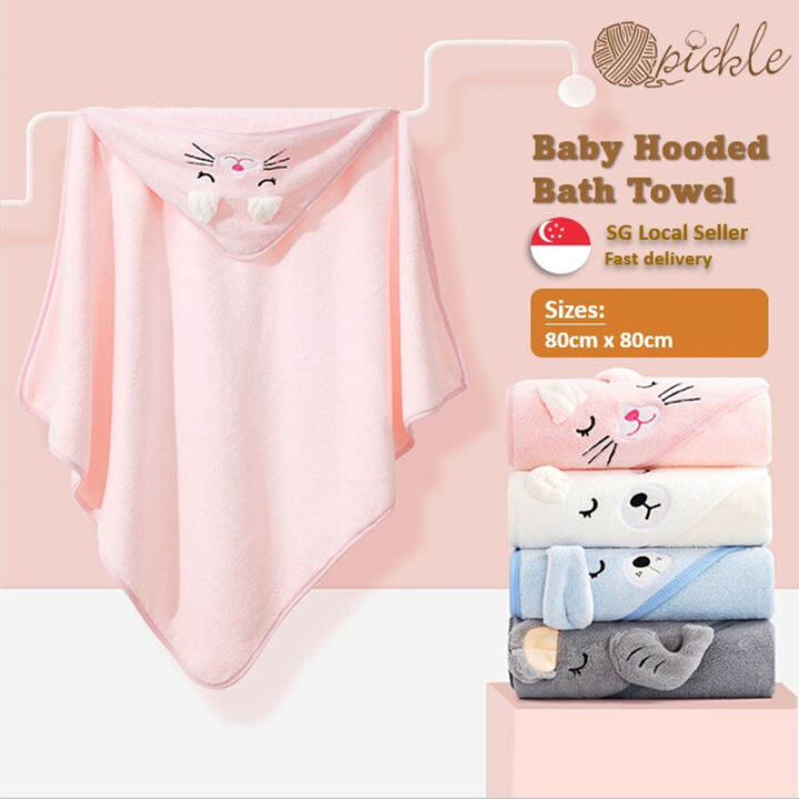 [SG Stock] Newborn bath towel Baby hooded bath towel kids hooded shower