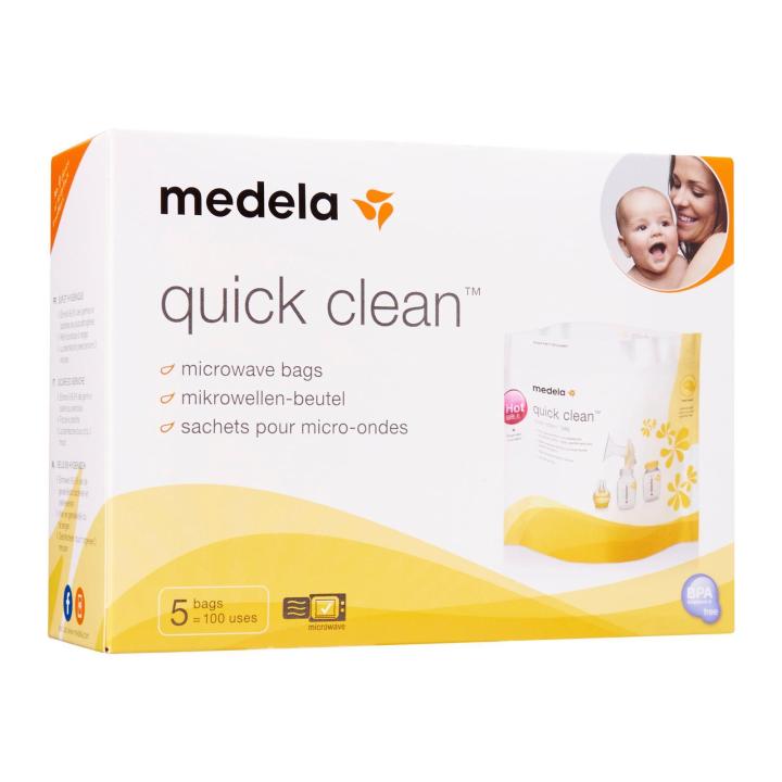 MEDELA - QUICK CLEAN MICRO STEAM BAGS - 5 BAGS/BOX Breast Pump 20 uses per  bag