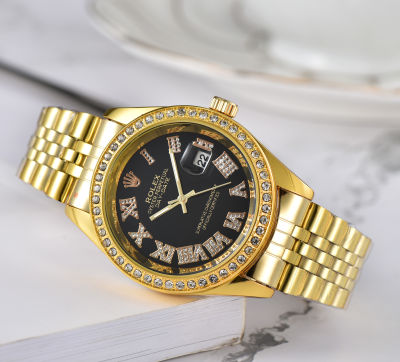 นาฬิกาข้อมือผู้ชาย,นาฬิกาผู้ชายแบรนด์หรูสายสเตนเลสนาฬิกาธุรกิจสีทองลำลองใหม่