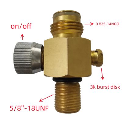 Paintball CO2 Cylinder Tank On/Off Valve With 5/8 -18UNF Input Thread