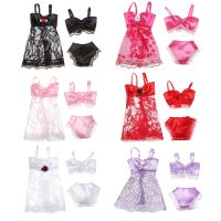 3Pcs/set Pajamas Colorful 3 In 1 Clothing Underwear Lingerie Bra Dress Lace Homewear Accessories Clothes for Doll