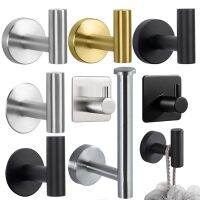 【YF】 Wall Hook Stainless Steel Clothes Hanging Hooks Matte Black 3M Adhesive Key Towel Holder for Bathroom Kitchen