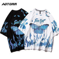 Mens Hip Hop Tshirts Blue Butterfly Streetwear Men Harajuku Summer Short Sleeve T-Shirt Cotton Tops Tees Male Oversize Clothes