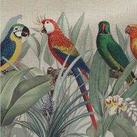 ❃☬ นกแก้วนก Tropical Art ฟิล์มพิมพ์ผ้าไหมโปสเตอร์ Home Wall Decor 24x24inch