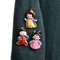 [Lovely Cute] cartoon costume character little girl brooch badge clothes decoration Chinese element gift