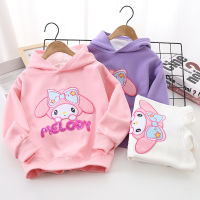 ฤดูใบไม้ร่วง Kawaii Melody ของฉันอะนิเมะ Sanrio หลวมเสื้อกันหนาวหมวกเสื้อผ้าเด็กน่ารักการ์ตูน Kuromi เสื้อแขนยาวน่ารักของเล่นสำหรับเด็ก