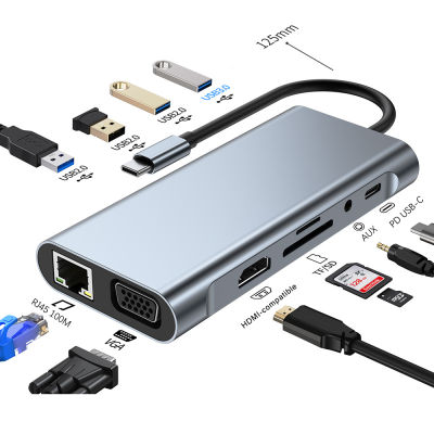 USB C HUB ประเภท C ถึง HDMI USB 3.0 อะแดปเตอร์ 11 in 1 ประเภท C HUB Dock สำหรับ MacBook Pro Air USB C Splitter-kdddd