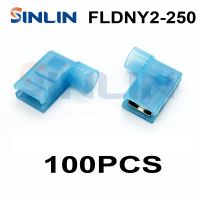 100PCS Crimp Terminals FLDNY2-250 Nylon Flag Female Terminal insulated flag 6.3 plug Right Angle Terminals 1.5-2.5mm 16-25AWG Electrical Connectors