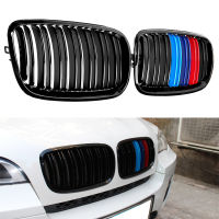 คู่กลอสสีดำ M สีคู่ตบไตกระจังหน้ากันชนย่างสำหรับ BMW E71 E72 X5 X6 2007-2013แข่งเตาย่าง