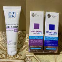 BR Derm Tri-Action Active Plus+ ขนาด 10 g. + BR Derm Whitening Active Plus Cream 15 g + C21 No. 0 เจลล้างหน้าแบบใส เบอร์ 0 (สำหรับทุกสภาพผิว และผิวแพ้ง่ายพิเศษ) 50ml