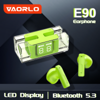 VAORLO E90โปร่งใสไร้สายบลูทูธ5.3หูฟังพร้อมไมโครโฟนจอแสดงผล LED หูฟัง Latency ต่ำชุดหูฟังสำหรับเล่นเกมสำหรับสมาร์ทโฟนทั้งหมด