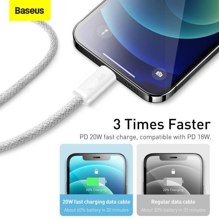 baseus-20-w-pd-สายเคเบิล-usb-c-สําหรับ-iphone13-promax-สายชาร์จ-usb-c-สําหรับ-iphone-12-mini-promax-data-usb-type-c-cable