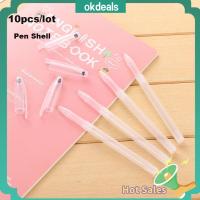 OKDEALS 10ชิ้น/เซ็ตเครื่องเขียนพลาสติกยอดนิยมปลอกปากกาหมึกเจลสไตล์เรียบง่ายอุปกรณ์การเขียนลูกลื่นโปร่งใส