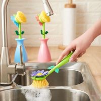 1PC Kitchen Bathroom Removable Handle Brush Bottle Bowl Dish Pot Cleaner flower Shaped Cleaning Brush Clean dropship Cleaning Tools