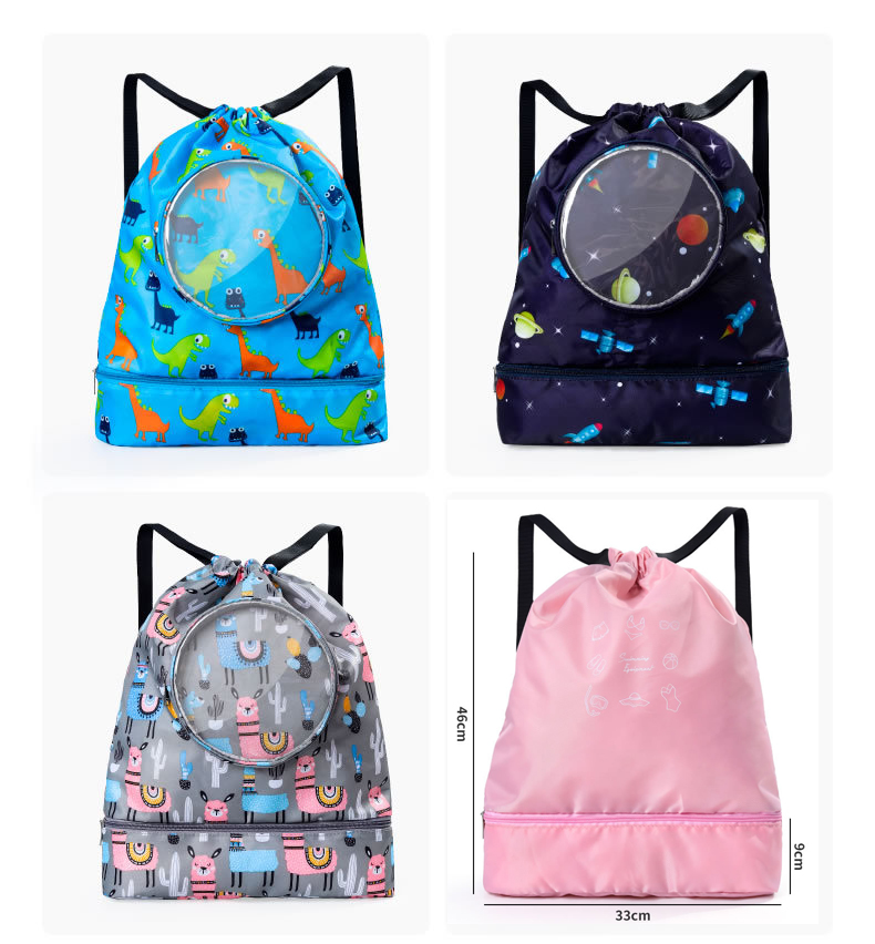 Drawstring Backpack for Kids Waterproof Dry Wet Swim Bag for Boys Girls for Pool Beach School Camp 