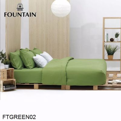 Fountain ผ้าปูที่นอน (ไม่รวมผ้านวม) สีเขียว GREEN FTGREEN02 (เลือกขนาดเตียง 3.5ฟุต/5ฟุต/6ฟุต) #ฟาวเท่น เครื่องนอน ชุดผ้าปู ผ้าปูเตียง