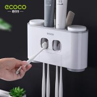 【jw】❉◐ Ecoco montagem na parede automático creme dental squeezer dispenser titular escova de dentes acessórios do banheiro armazenamento com 4 copos