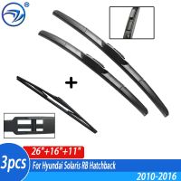 Wiper Front &amp; Rear Wiper Blades Set Kit For Hyundai Solaris RB Hatchback 2010 2011 2012 2013 2014 2015 2016 26"16"11"