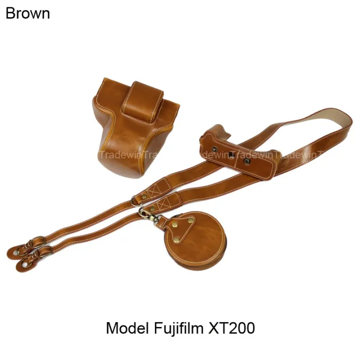 Luxury Leather Camera Bag Pouch For Fujifilm XT200 XT200 With 1545mm