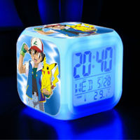 โปเกมอน Pikachu LED เรืองแสงปลุกสำหรับเด็กห้องนอนตกแต่งเด็กดิจิตอลเรืองแสงนาฬิกาปลุกตกแต่งโต๊ะของขวัญคริสต์มาส