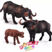 Monkey Toys - โมเดลสัตว์ Buffalo ควายป่า พ้อแม่ลูก ชุด 3 ตัว (จากหาดใหญ่)