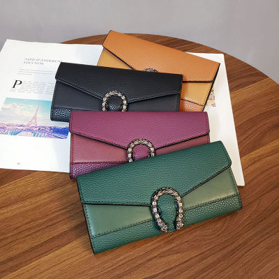 Women Green Leather Wallet Long Vintage Card Purse Luxury Female Clutch Bag 2021 Fashion Black Purple Brown Wallet