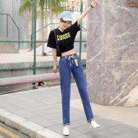 PL123 Shop (พร้อมส่ง) 914-375ฤดูร้อนใหม่ตรงหลวมกางเกงยีนส์หญิง Mori Department College Wind Strange Girl กางเกงลำลองบาง