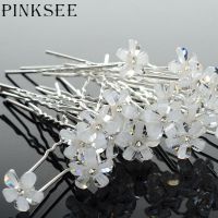 PINKSEE 20PCS Crystal Flower Rhinestone Hair Pins Tiara Bridal Wedding Hair Accessories Hair Ornaments Wholesale