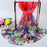 Mode Shop 2021 Fashion Women Ladies Chiffon Rose Floral Scarf  Soft Wrap Long Shawl