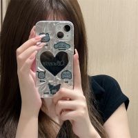 เคสโทรศัพท์มือถือกระจก เนื้อแมตต์ ลายการ์ตูนน่ารัก สีเงิน สําหรับ Apple iPhone14 13 12 11 pro max