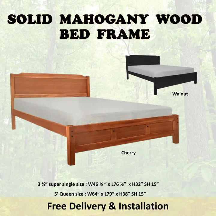 Hanna Mahogany Solid Wooden Super, Solid Wood Mahogany Bed Frame
