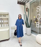 Thesimple - DENIM MAXI แม๊กซี่เดรสยีนส์ทรงยาว กระดุมหน้า มีกระเป๋าด้านข้าง