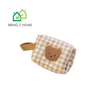 Bring 2 Home กระเป๋าใส่เครื่องสำอาง ลายตารางปักหน้าน้องหมี Bag Cute Bear กระเป๋าอเนกประสงค์