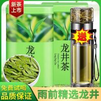 Longjing ชาชาชาเขียว2023ใหม่ราชวงศ์หมิงแท้ถั่วงอกอ่อนปรุงรสถั่วเขียวบรรจุในกระป๋องและกล่องใส่ของขวัญ