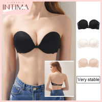 INTIMA ชุดชั้นในไร้สายเปิดหลังสำหรับผู้หญิงชุดชั้นในแบบหัวเข็มขัดด้านหน้าบรายกกระชับหน้าอกไร้ตะเข็บ Bralette ชุดชั้นในที่มองไม่เห็นกันลื่นมีเสถียรภาพมาก