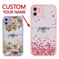 [Disen electronic] กำหนดชื่อของคุณเอง Tropical Floral Border Beauty เคสโทรศัพท์สำหรับ IPhone14 14Pro 14Plus 13Promax 13 12กล้องป้องกันฝาหลัง