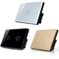 Touch Switches US Gauge 1/2/3 Gang Without Natural Wire Tempered Glass Smart  AC 110-240V 10A Wall Home Living Light Switch Power Points  Switches Sav