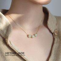 s925 Hetian jade necklace สร้อยคอเงินแท้ ชุบทอง 18K ประดับหยกธรรมชาติ ใส่สบาย เป็นมิตรกับผิว