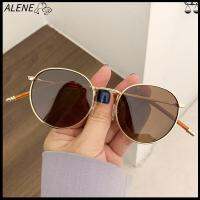 ALENE การ UV400 แว่นตา กรอบโลหะ แว่นกันแดดผู้ชายผู้หญิง แว่นตาผู้หญิง เฉดสี แว่นตากันแดดทรงกลม