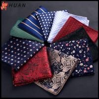 HUAN ดอกไม้ Paisley พ็อกเก็ตสแควร์ Hankies ผ้าเช็ดหน้าผู้ชาย เย็บปักถักร้อย ผ้าเช็ดหน้า