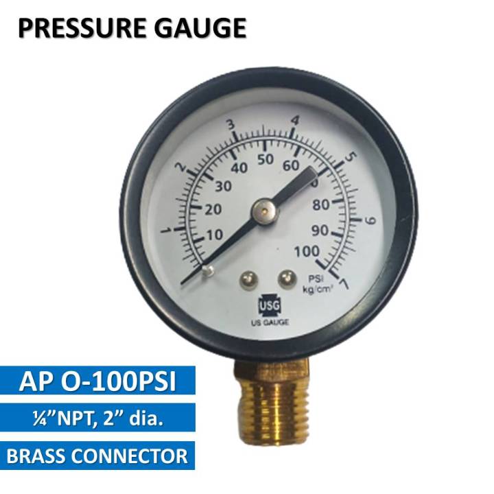 AAMES Water Pressure Gauge 100PSI 1/4" with Black Steel Case for Water