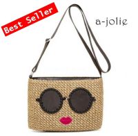 กระเป๋า A-Jolie Basket Shoulder Bag รุ่นใหม่ล่าสุด สีน้ำตาลปากชมพู กระเป๋า A-Jolie รุ่นสายสะพายยาว มีซิป (ส่งแค่กระเป๋า)