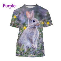 2023 newPersonality Animal Rabbit 3D Printing T-Shirt Cute Animal White Rabbit Print Round Neck Streetwear Top