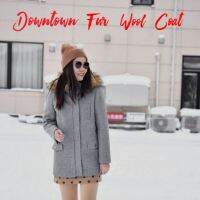 โค้ทวูล มีฮู้ดพร้อมเฟอร์ถอดออกได้ Downtown Fur Wool Coat